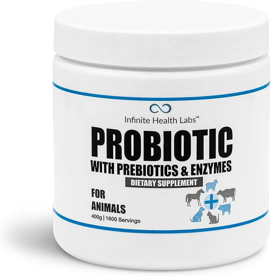 Probiotics for Dogs and Cats - Vet Formulated Pet Prebiotic & Enzyme Powder for Digestive, Gut & Immune Health - 1600 Servings (400 g)