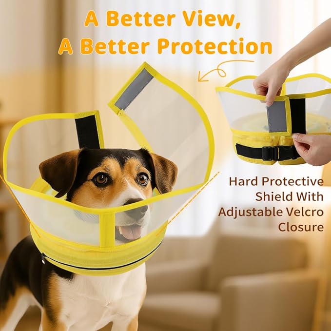 Soft Dog Cone Collar, Inflatable Donut Cones Alternative After Surgery for Large/Medium/Small Dogs to Stop Licking, Elizabethan Neck Ecollars of Shame with Anti-Lick Shield, XL Comfy Pillow Recovery