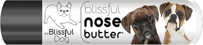 The Blissful Dog Boxer Duo Nose Butter for Dry, Cracked Skin, Lick-Safe Dog Nose Balm with Moisturizing Shea Butter, Almond, Olive, and Essential Oils, Pet Supplies, Uncented, 0.15 oz.