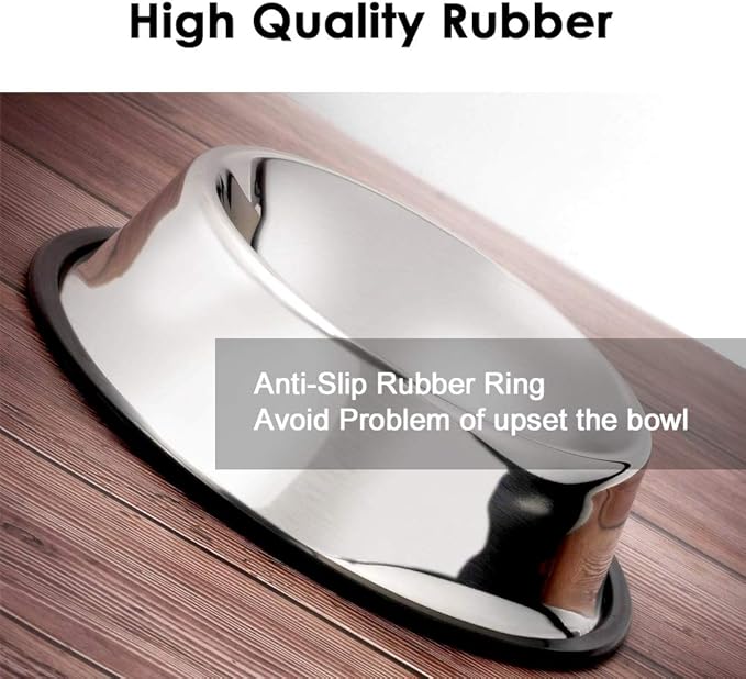 Stainless Steel Dog Bowls, 2.2 Cup/18oz Cat Bowl Water and Food with Rubber Base, Pet Bowls for Medium Dogs, Cats and Rabbit, 3Pack