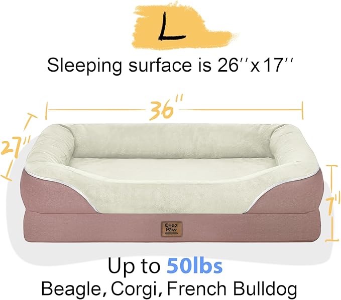 Orthopedic Foam Large Dog Bed XLarge Dog Beds with Removable Washable Cover Pet Bed with Bolster Waterproof Cover Extra Large Dogs Beds Big Size Pet