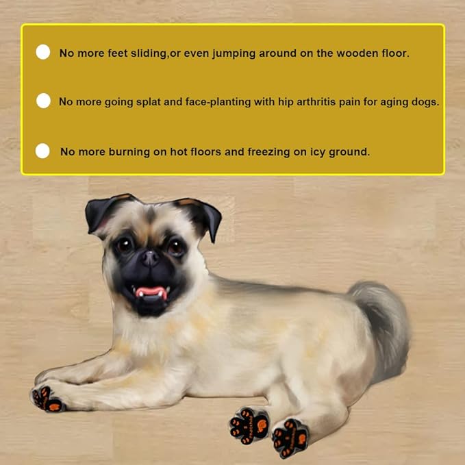 Dog Paw Pads Anti-Slip Grips,Dog Paw Protectors for Senior Dogs on Hot Pavement,Provides Traction to Keep Them from Slipping on Smooth Floors 20 sets-80 Pads Black XXL