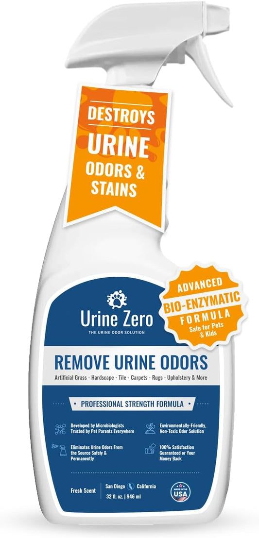 Pet Odor Eliminator Spray - Bio-Enzyme Cleaner for Dog & Cat Urine | Instantly Removes Odors on Artificial Grass, Carpet, Rugs & Tile | Pet & Kid Safe, 32 oz Ready-to-Use