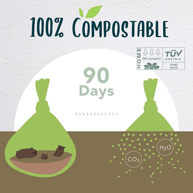 Dog Poop Bag with Holder, Compostable Dog Bags for Poop, Vegetable-Based Doggy Poop Bags, Eco-Friendly, Unscented, Extra Thick and Leak Proof, 120 Counts, 10 Rolls, 9 x 13 Inches