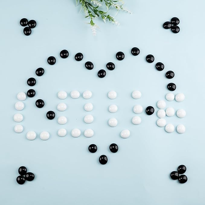 White Glass Marbles, 0.97 LB Flat Glass Beads for Vases, Mosaic Gem Pebbles for Aquarium Decor, Floral Arrangements Vase Filler Smooth Mancala Stones and Crafts Approx. 80-100PCS