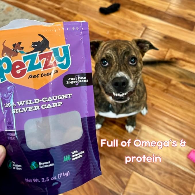 Silver Carp Chips Dog & Cat Treats | Single Ingredient | Wild Caught | Made w/Invasive Fish | Grain Free | High Protein + Low Fat | Hypoallergenic | Made in The USA (2 Pack)