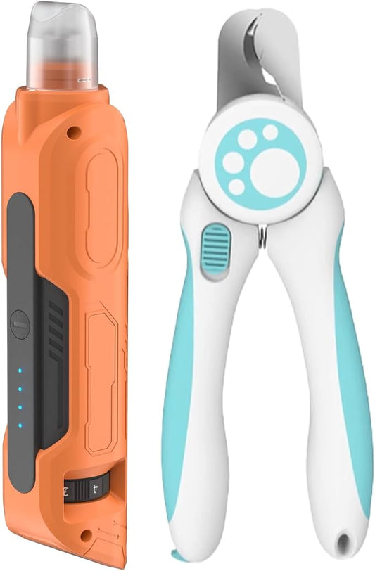 PAPIFEED High Torque Dog Nail Grinder Quiet - 6-Speed Adjustable Pet Nail Trimmer with 2 LED Lights & Dust-Proof Cover, Powerful Motor for Large/Medium/Small Dogs & Cats, Rechargeable - Orange Kit