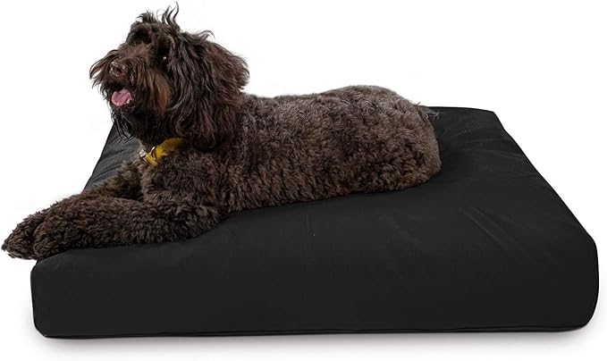 K9 Ballistics Tough Rectangle Pillow Large Dog Bed - Removable Cover, Washable, Durable & Water Resistant Dog Bed Made for Big Dogs 40"x34", Obsidian Black