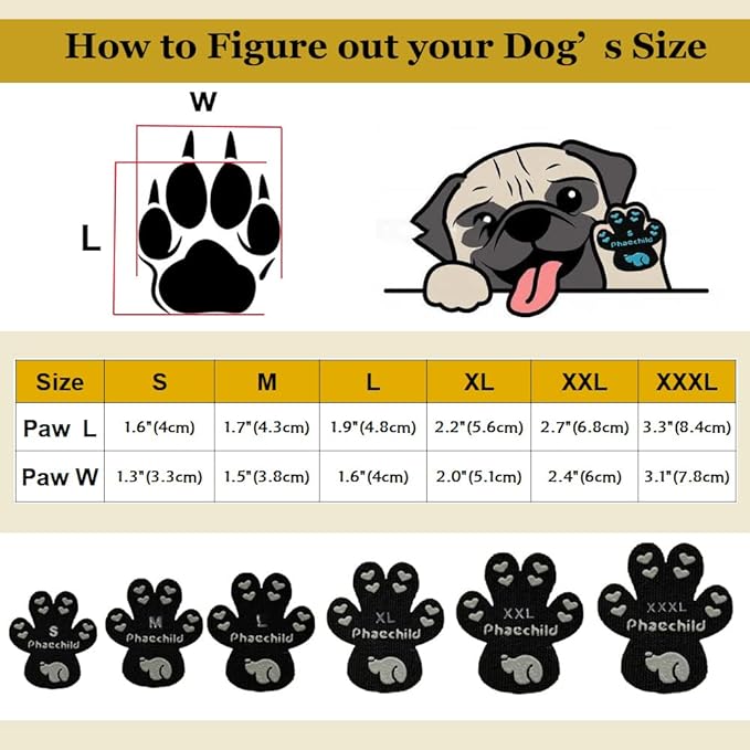 Dog Paw Pads Anti-Slip Grips,Dog Paw Protectors for Senior Dogs on Hot Pavement,Provides Traction to Keep Them from Slipping on Smooth Floors 20 sets-80 Pads Black XL