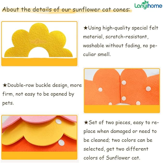 Cat Recovery Collar - Cute Flower Neck Cat Cones After Surgery, Adjustable, Surgery Recovery Elizabethan Collars for Kitten Cats Puppy Rabbits M Size (2pcs)