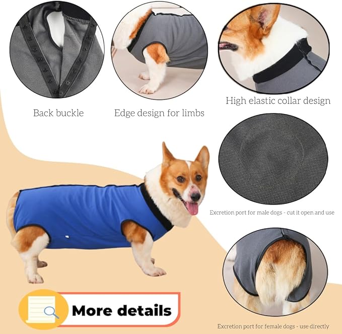 Dog Surgery Recovery Suit,Abdominal Surgical Suit for Dogs,Recovery Suit for Dogs,Prevent Licking Surgical Wound Dog Cone Alternative Blue L