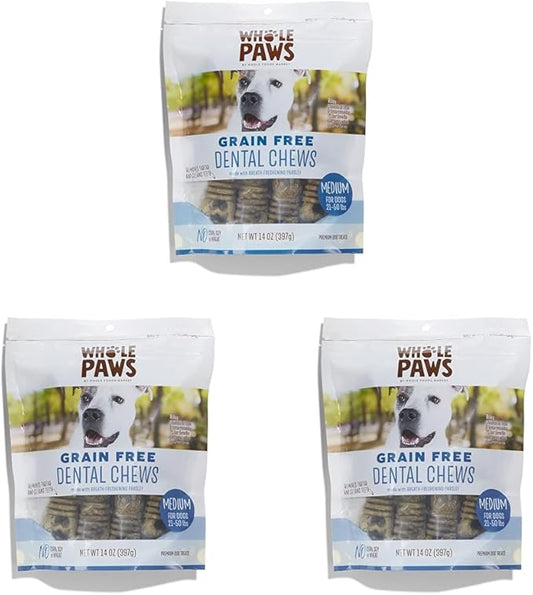 Whole Paws, Grain-Free Dental Treat Medium, 14 Ounce (Pack of 3)