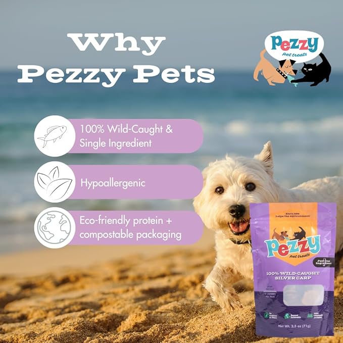 Silver Carp Chips Dog & Cat Treats | Single Ingredient | Wild Caught | Made w/Invasive Fish | Grain Free | High Protein + Low Fat | Hypoallergenic | Made in The USA (2 Pack)