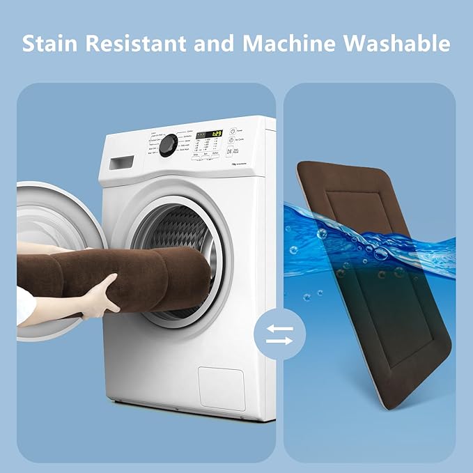 Large Soft Dog Bed 47" Crate Pad - Machine Washable Mat With Non-Slip Bottom - Mattress for Large and Medium Pets - Cushion for Kennel