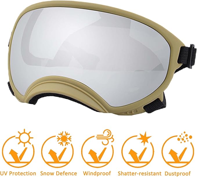 Winproof Large Dog Sunglasses with Adjustable Strap, UV Protection, Soft Goggles for Medium-Large Dogs