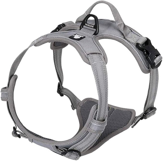 TRUE LOVE Adjustable No-Pull Dog Harness Reflective Pup Vest Harnesses Comfortable Control Brilliant Colors Truelove TLH5651(Gray,S)