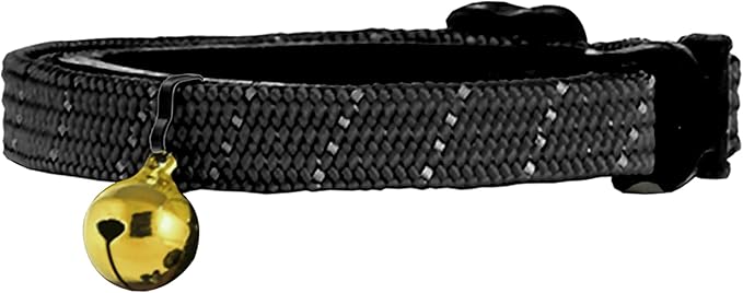 BirdsBeSafe® Break Away Cat Collar with Bell, Reflective Thread for Night Visibility, Comfortable Elastic Stretch Cat Collar to Protect Cat from Getting Stuck in The Garden.