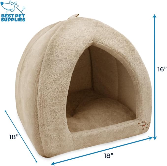 Pet Tent-Soft Bed for Dog and Cat by Best Pet Supplies - Tan, 18" x 18" x H:16"