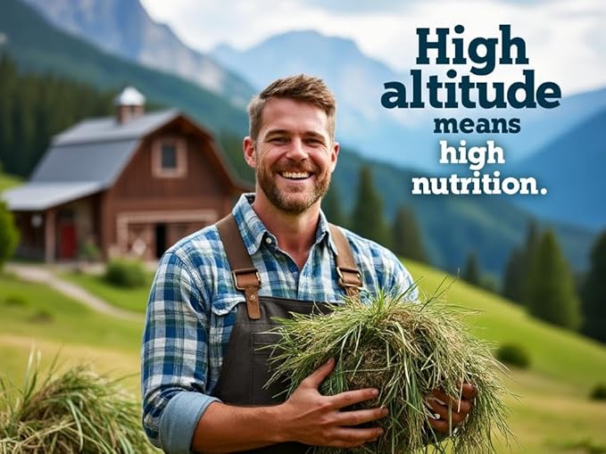 Blue Mountain Hay | Fresh Timothy Hay (25 Pounds) | Great for All Ages | High-Altitude Hay Pet Food for Rabbits, Guinea Pigs, Chinchillas, Hamsters, and Other Small Pets