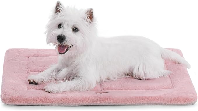 MADE 4 PETS Dog Crate Pad Bed for Small Dogs, Washable & Reversible, Anti-Slip Kennel Mat for Cozy Sleeping, Soft Fluffy Dog Bed for Indoor & Outdoor Use, 24"x18", Pink