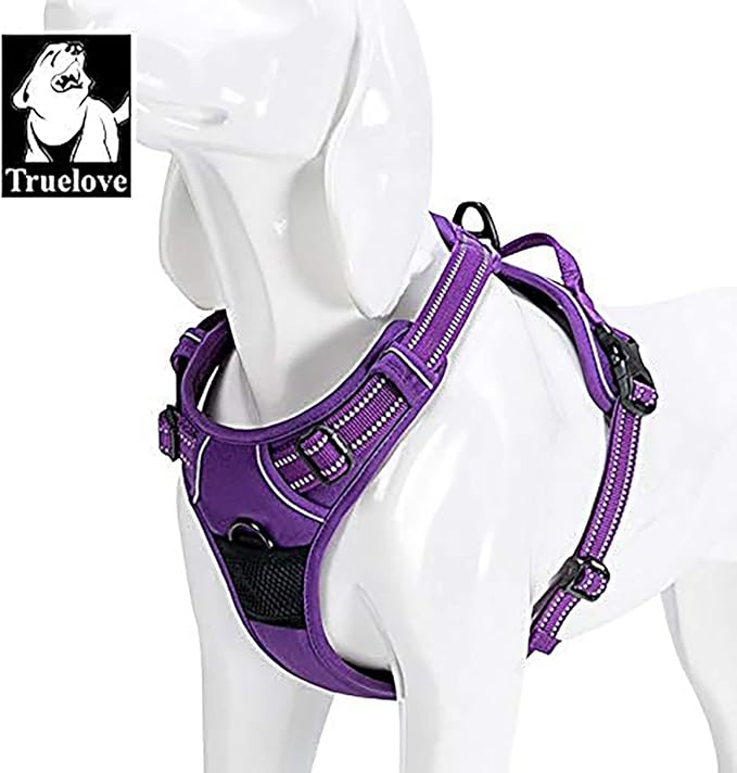Truelove Adjustable No-Pull Dog Harness Reflective Pup Vest Harnesses Comfortable Control Brilliant Colors TLH5651(Purple,S)