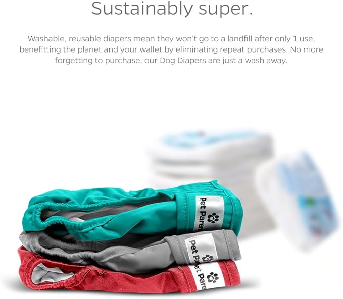 Pet Parents® Washable Dog Diapers (3pack) + Extendrs® of Durable Doggie Diapers, Premium Dog Diapers Female (Medium, Southern Belle)