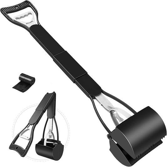 UPSKY 32'' Pooper Scooper for Large Small Dogs, Long Handle Dog Poop Scooper with Waste Bags, Portable Dog Poop Pick Up Tool, Folding Poop Scoop for Yard, Grass, Dirt, Gravel