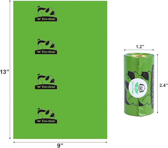 ECO-CLEAN Dog Poop Bags with 3 Bags Left Indicator - 360 Count Extra Thick and Leak Proof Pet Waste Bags with 1 dispenser, Unscented