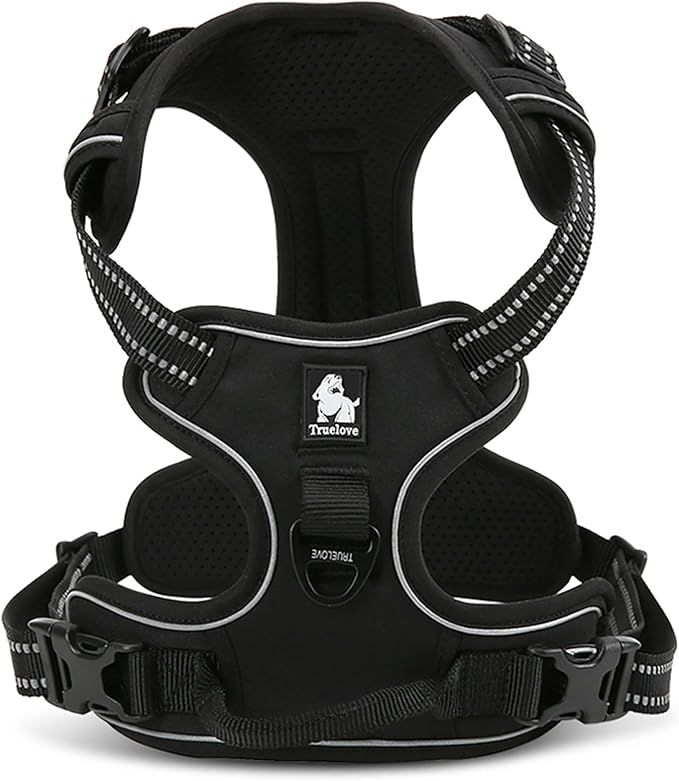 TRUE LOVE Truelove Adjustable No-Pull Dog Harness Reflective Pup Vest Harnesses Comfortable Control Brilliant Colors TLH5651(Black,M)
