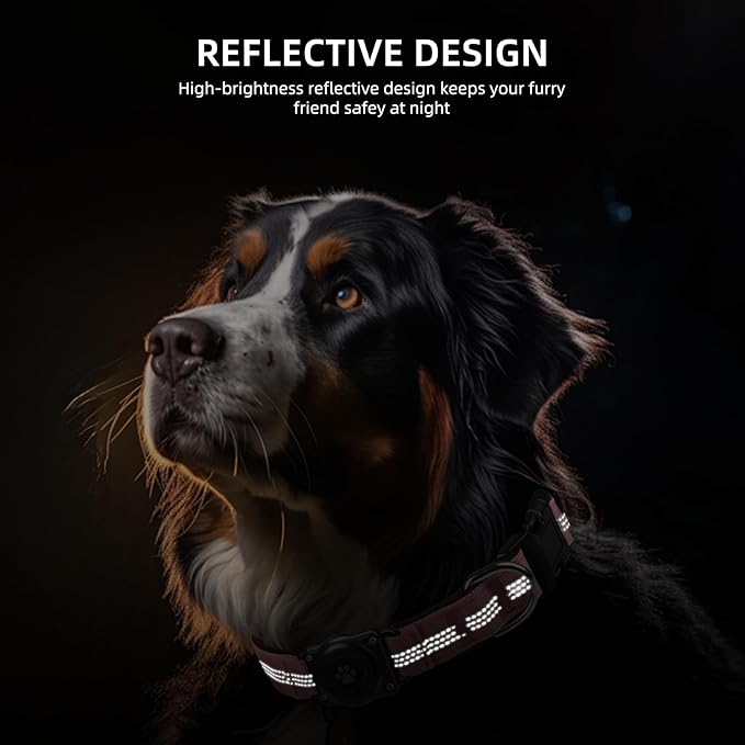 Upgraded AirTag Dog Collar, IP68 Waterproof Air Tag Dog Collar Holder, Reflective, Ultra-Durable, Comfortable Padded, Heavy Duty Dog Collars for Small Medium Large Dogs (XL (15.6"-22"), Pink)