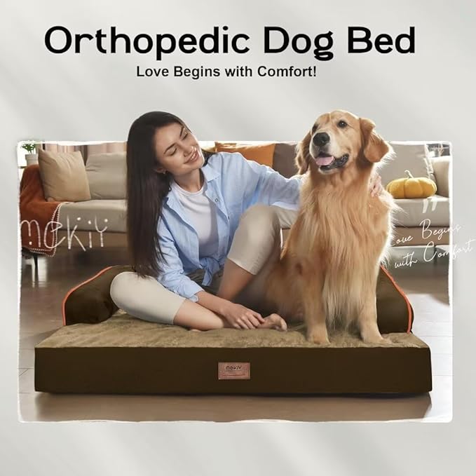 Orthopedic Large Dog Bed Washable: Brown Gaint Size Dog Beds with Removable Washable Cover, XXXL Large Orthopedic Dog Beds for Big Pet Dogs