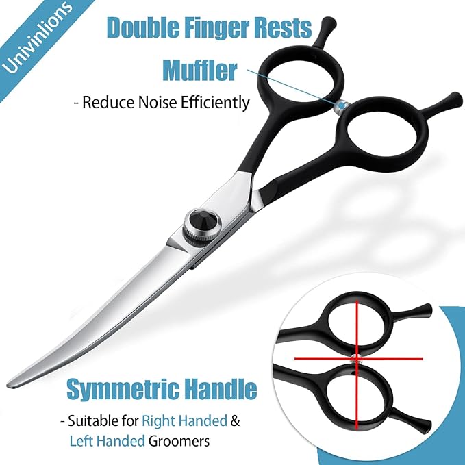 Dragon Creek 6" Upward Curved Dog Grooming Scissors Shears for Grooming Face and Paws Safety Shears Trimming Cutting Scissors for Dog Cat Pet Black