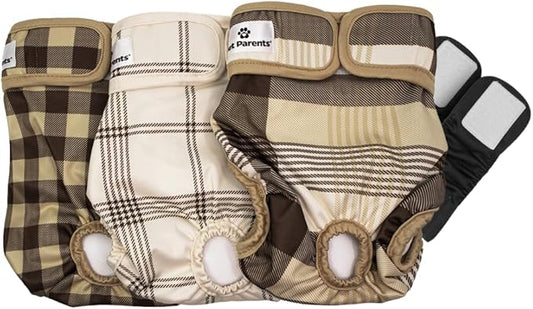 Pet Parents® Washable Dog Diapers (3pack) + Extendrs® of Durable Doggie Diapers, Premium Dog Diapers Female & Male (Medium, Oxford)