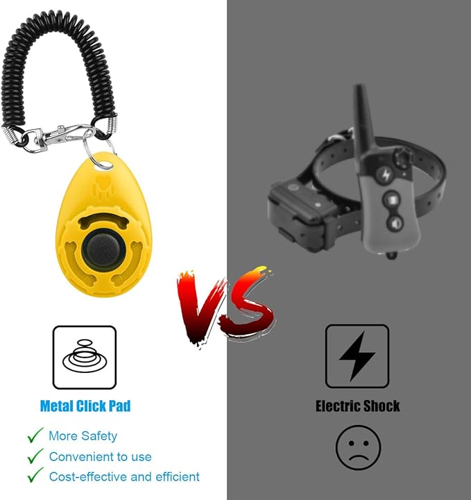 Dog Clicker for Training, 2 Pack Dog Training Clicker, Clicker Dog Training with Wrist Strap, Pet Training Clicker, Perfect for Dog Cat Puppies Behavioral Training (Red and Yellow)