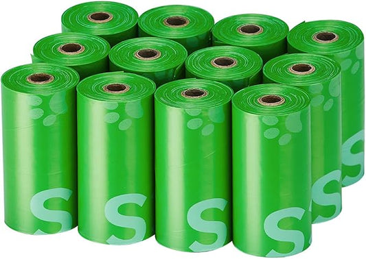 Typlastics Poop Bags for Dogs,180 Bags, Waste Refuse Cleanup, Doggy Roll Refills for Outdoor Puppy Walking and Travel, Leakproof and Tear Resistant, Unscented, 12 Pack of 15, Lime Green
