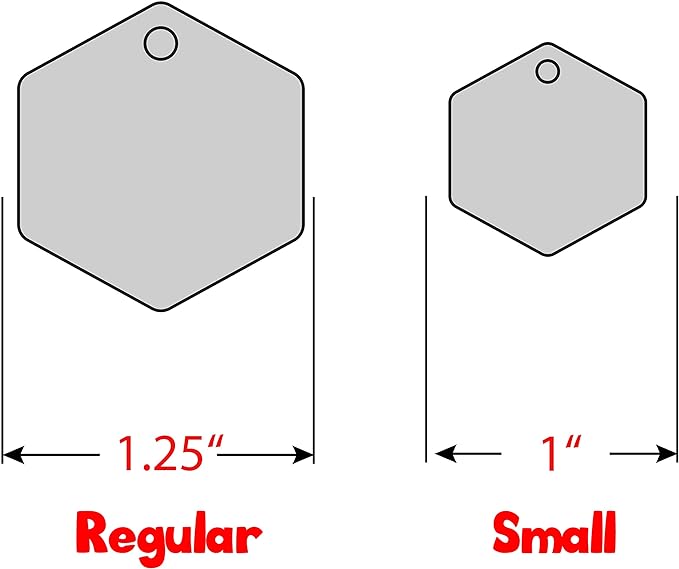 Personalized Dog Tag with 5 Lines of Custom Deep Engraved Durable Stainless Steel Pet ID Name Tag Designer Regular Size Hexagon