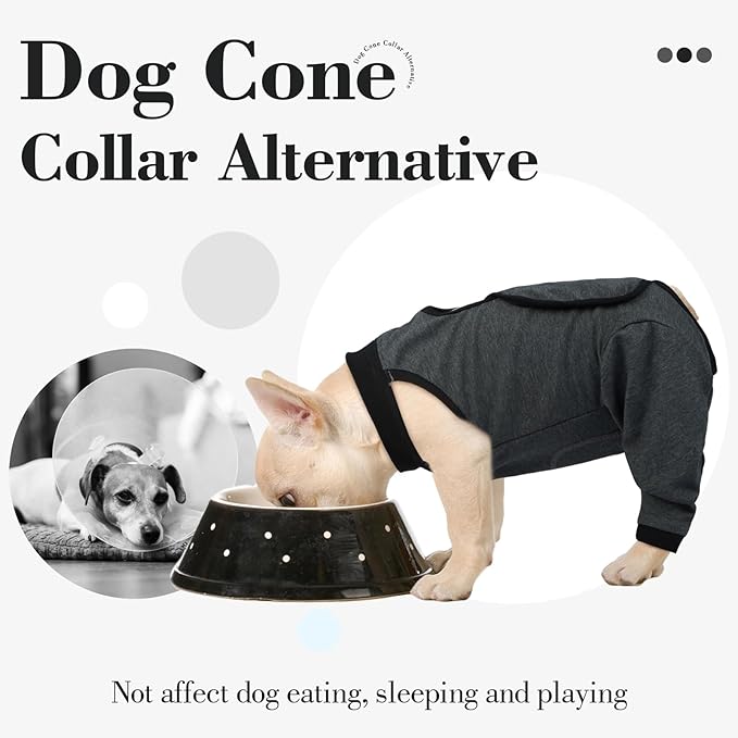 ROZKITCH Dog Surgery Leg Sleeve Rear Legs, Male Female Pet Prevent Licking Wound Elbow Knee Protector, Dog Recovery Suit Cone Collar Alternative Pants Shirt for Wound Heal Wrap Grey L