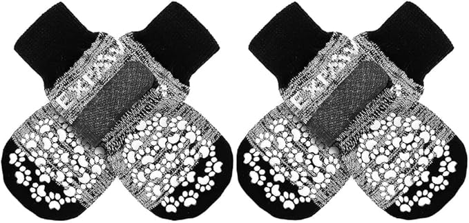 EXPAWLORER Anti Slip Dog Socks to Prevent Licking Paws, Dog Shoes for Hot Pavement, Dog Booties for Small Medium Large Senior Dogs, Traction Control Boots & Paw Protectors for Hardwood Floors