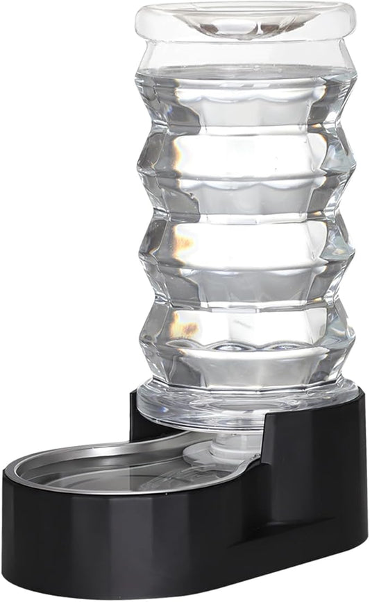 Sfozstra Lagre Gravity Dispenser for Dogs: 8L Black Automatic Stainless Steel Water Bowl Waterer - Great for Family Homes and Outdoor Activities