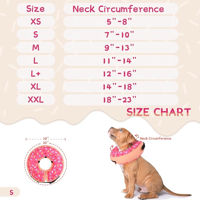Supet Inflatable Dog Cone Collar Alternative After Surgery, Doggie Neck Donut Collar Recovery ECollar for Post Surgery, Soft Dog Cone for Small Medium Puppies Cats