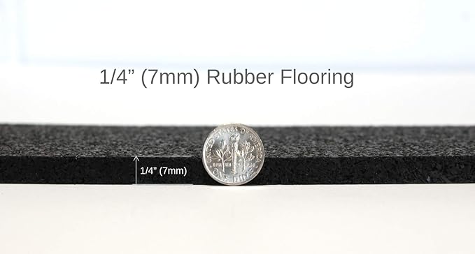 American Floor Mats 1/4in (7mm) Thick Solid Black 4' x 15' Heavy Duty Rubber Rolls, Protective Exercise Mats, Home Gym Rubber Flooring
