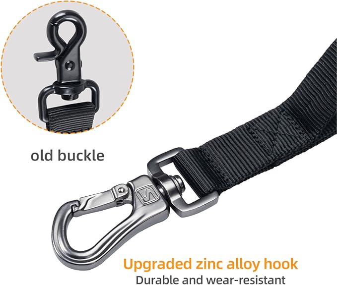 EXCELLENT ELITE SPANKER Tactical Bungee Dog Leash Military Adjustable Dog Leash Quick Release Elastic Leads Rope with 2 Control Handle(Black