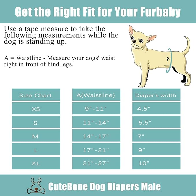CuteBone Dog Diapers Male Washable Belly Band for Male Dogs Wraps 3pcs a Pack DM43XS