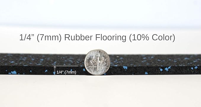 American Floor Mats 1/4in (7mm) Thick 10% Grey 4' x 7' Heavy Duty Rubber Rolls, Protective Exercise Mats, Home Gym Rubber Flooring