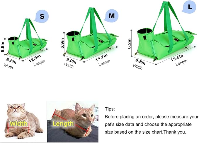 HDKUW Cat Grooming Bag,Foldable Travel Carrier for Cats,Anti-Bite Anti-Scratch Cat Grooming Restraint Bag,Pet Carrier for Administering Eye Drops,Ear Cleaner,Clipping Nails Blue M