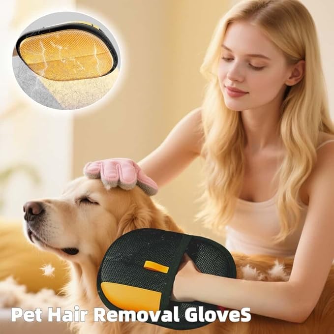 Static Pet Hair Removal Glove for Cats & Dogs, Efficient Grooming Gloves for Pet Hair, Cat Grooming Gloves for Hair Removal