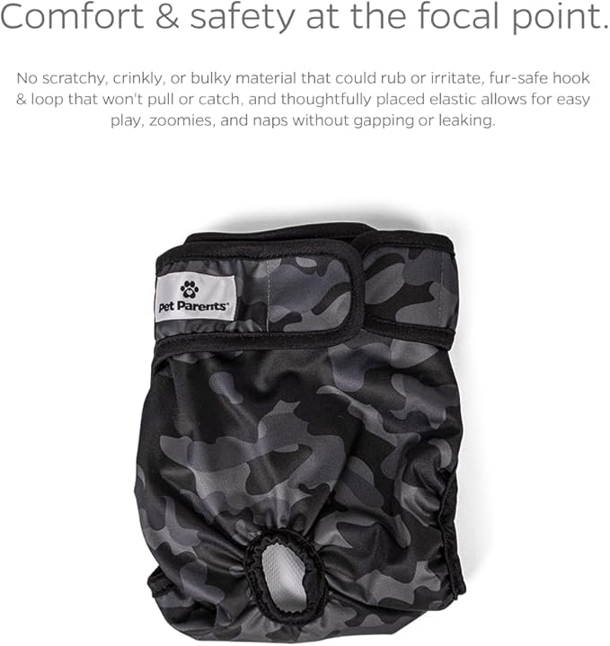 Pet Parents® Washable Dog Diapers (3pack) + Extendrs® of Durable Doggie Diapers, Premium Dog Diapers Female & Male (Large, Camo)