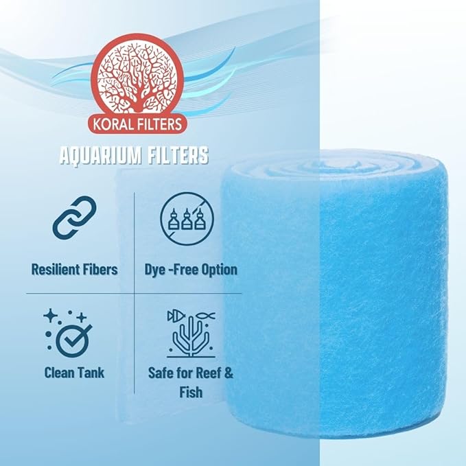 Premium Aquarium Filter Media Pad - Cut-to-Fit Roll, Fresh and Saltwater Safe, Blue & Dye-Free Options, Made in USA (Blue Bonded, 6ft 24" by 0.75 Inches)