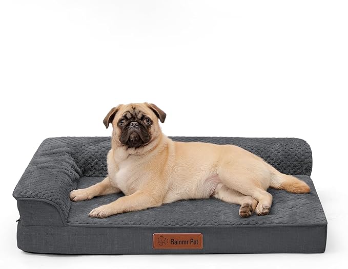 Orthopedic Dog Bed Medium Size Dog, 3 Inch Memory Foam Pet Bed for Small and Medium Dogs, Washable Removable Cover, Nonskid Bottom, Waterproof, 30x20 Inches S Dark Grey
