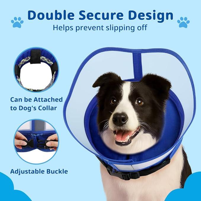 Soft Dog Cone Collar, Inflatable Donut Cones Alternative After Surgery with Anti-Lick Shield, for Large/Medium/Small Dogs to Stop Licking, Elizabethan Neck Ecollars of Shame, Comfy E Pillow Recovery